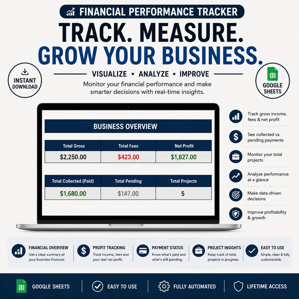Side Income & Project Profit Tracker | Freelance Finance Google Sheets Template